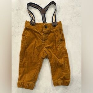 Janie and Jack Mustard Corduroy Overalls with Suspenders